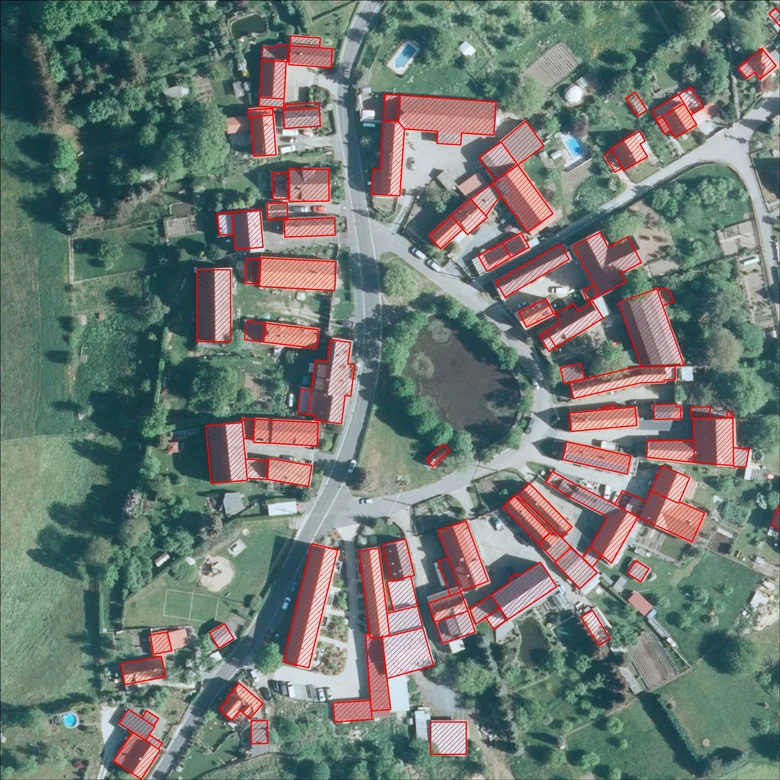 Gebäudeflächenn mit Orthophoto